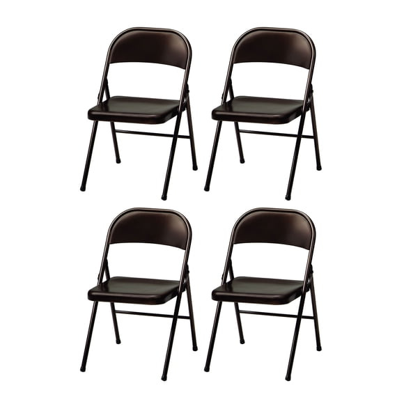 MECO Sudden Comfort All Steel Folding Chair Set, Cinnabar (Set of 4)
