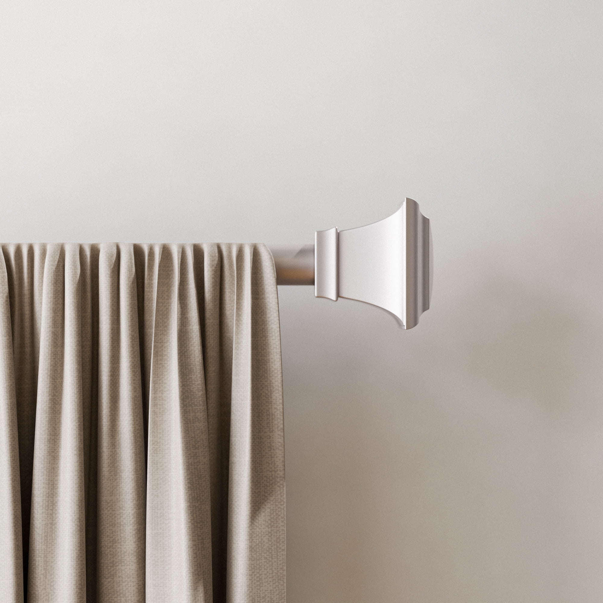 Mainstays 1" Nickel Square Adjustable Single Curtain Rod Set, 30-84"