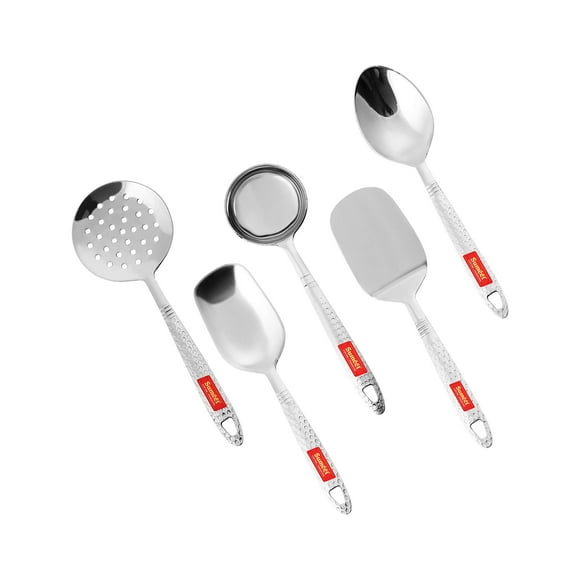 Juego de cucharas para cocinar y servir Sumeet de acero inoxidable, 5 piezas