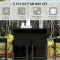 thumbnail image 3 of Black 5-Piece PE Rattan Outdoor Bar Set with Glass Top & Storage | Patio High Top Table & 4 Stools for Garden, Deck & Poolside Entertaining, 3 of 7