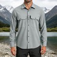 thumbnail image 2 of COMVALUE Mens Long Sleeve Shirts Casual Button Down Shirt Wrinkle Free Dress Shirt with Pocket (Light Gray, M), 2 of 9