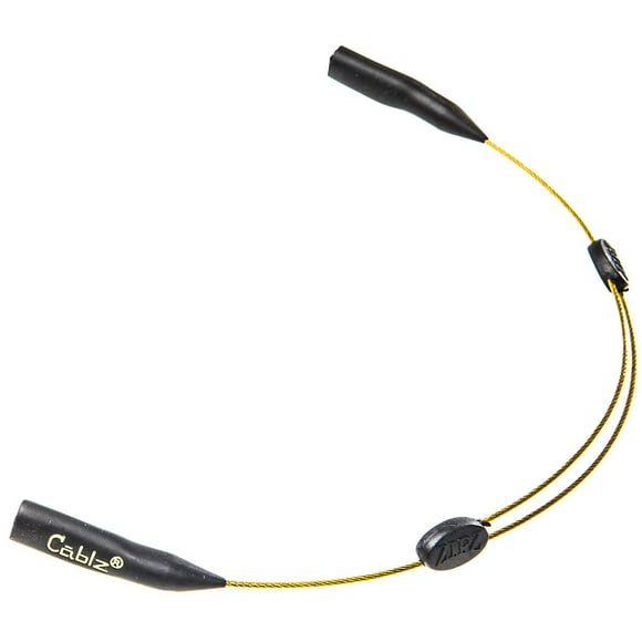Cablz Colorz Zipz Adjustable Eyewear Retainer Strap | Lightweight, Low Profile, Coated Stainless, 14 Inch (Black/Gold)