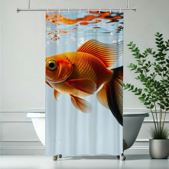RKSupls Goldfish in Clear Water Shower Curtain, Valentine's Day Waterproof Shower Curtain with Hooks for Home Bathtub Bathroom Decor Washable Fabric Curtains,