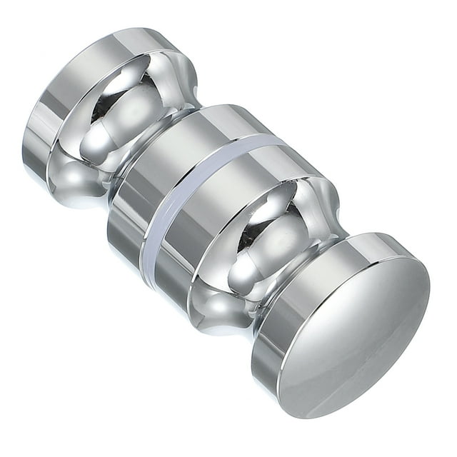 Manija de puerta de ducha de vidrio Uxcell, pomo de aleación de aluminio de doble cara para puerta de vidrio corrediza plateada