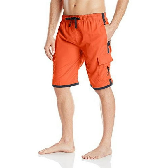 U.S. Polo Assn. Men's Side Stripe Basic Cargo with Big Pony, Summer Orange, Medium