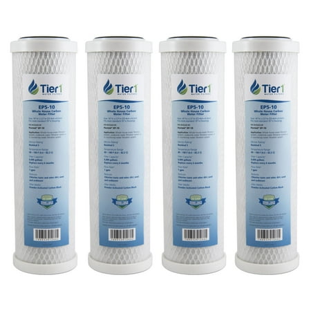 

Tier1 5 Micron 10 Inch x 2.5 Inch | 4-Pack Whole House Carbon Block Water Filter Replacement Cartridge | Compatible with Pentek EP-10 42-34373 155531-43 CB-25-1005 MAXETW-975 Home Water Filter