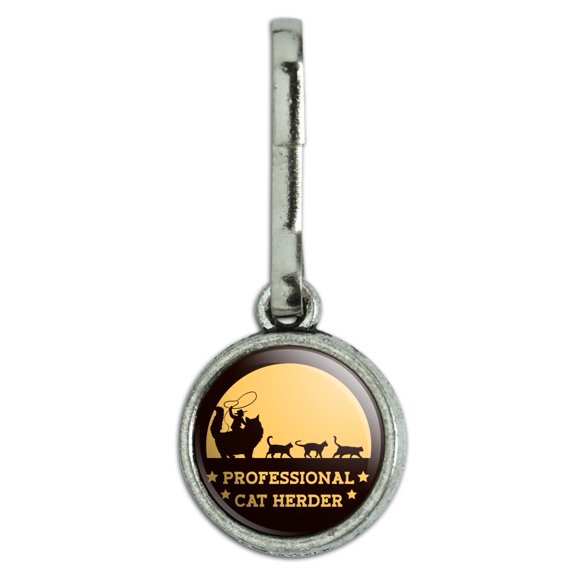 Professional Cat Herder Funny Antiqued Charm Clothes Purse Suitcase Backpack Zipper Pull Aid