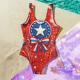 thumbnail image 6 of Girls One Piece Swimsuits Size 7-8 Swimming Bikini Sets 1776 American Flag Floral Print Summer Sleeveless Beach Vacation Freedom Cute Girls Bathing Suit Vermilion 2-3 Years, 6 of 6