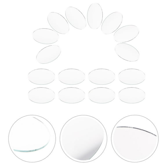Squalise 20 small craft mirrors Oval Mirror Tiles DIY Geometric Mirror Tiles Pieces Unfinished Mirror Lens Mirror Making Supplies for Home Shop craft oval mirrors Small craft mirrors round
