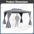 thumbnail image 3 of Costway 10 X 13 FT Patio Gazebo, Outdoor Double-Roof Canopy Tent with Mesh Netting, Gray, 3 of 10