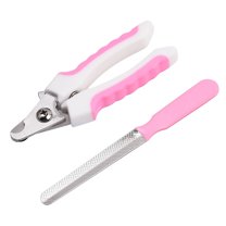 Stainless Steel Pet Nail Trimmer Set with Polishing Rod, 1 Pack, Sharp Safety Cutter for Cats and Bunnies, Easy Grip Handle, New Year Home Cleaning Supplies, Cute Pink, 6.3 Inch