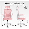 thumbnail image 2 of Farini Ergonomic Office Chair, Home Office Desk Chair with Headrest, High Back Computer Chair with Armrests and Adjustable Lumbar Support for Home Office Bedroom Study Room, White & Pink, 2 of 7