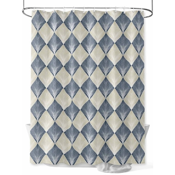 Shower Curtains Abstract Retro Floral Bath Curtain Geometric Modern Blue Waterproof Bathroom Shower Curtain Set with Hooks Decoration 72 x 84 Inches