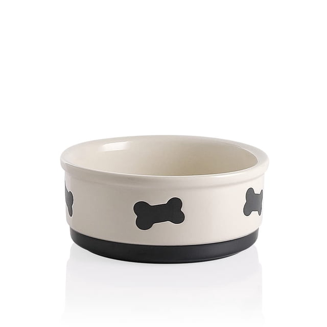 Plato de comida para perros de cerámica Sweejar Bone Pattern, 1 litro, para perros medianos