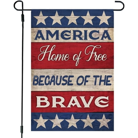 4th of July Patrioctic Free Garden Flag 12x18 Inch Double Sided Memorial Day Blue Star Red Independence Day Outside Yard Party Decoration