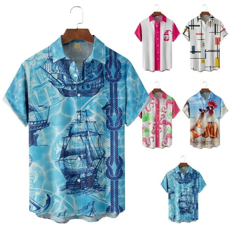 

Men s Women s Aloha Beach Hawaii Shirts Print Basic Blouses Up to 8XL