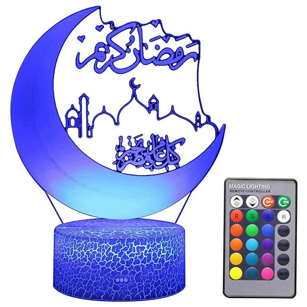 Ramadán 3D, Control Remoto Táctil, Lámpara De Noche De Mesa 3D De Ramadán, Lámpara De Ramadán Mubarak, Luz De Noche Led Musulmana Eid Minnieouse HA046009-00