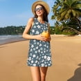 thumbnail image 3 of Fotbe Blue Flower Vestido de Verano sin Mangas para Mujer – Vestido Midi Línea A, Estilo Camiseta Floral, Vestido Playero Casual y Fluido, 3 of 7