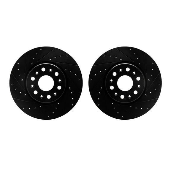 Dynamic Friction Company Front Brake Rotors-Drilled and Slotted-Black 8002-48001