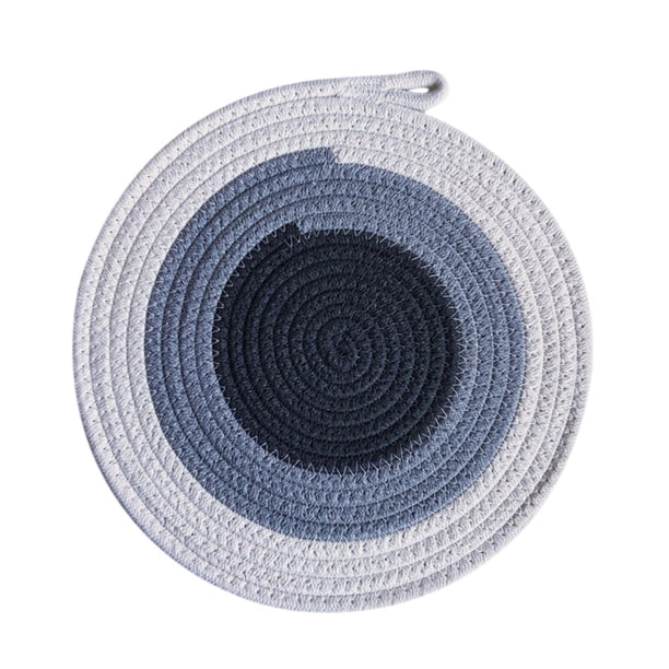 Mantel individual redondo tejido para comedor, antideslizante, resistente al calor, circular, para mesa de granja Gris 30cm