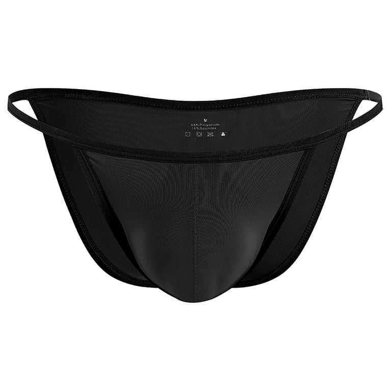 Vedolay Men Briefs Men Stretchy Underwear Bikini Comfort T-Back Solid Pouch  Panites,Black L 