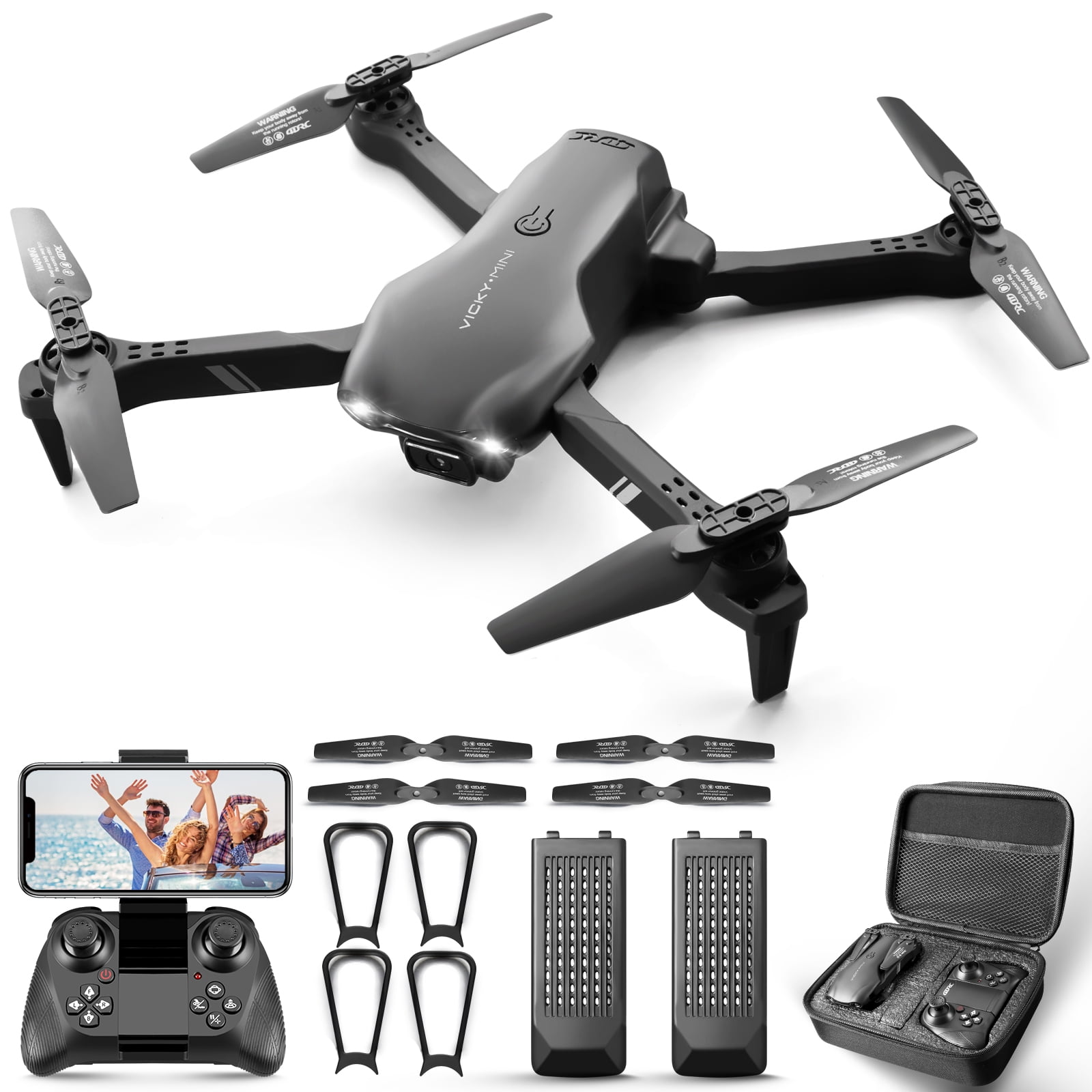 4DRC v8  with 1080P HD Camera for Adults and Kids for Adults and Children  FPV RC Quadcopter with LED Lights and Optical flow Sensor, 2 Batteries, Black