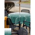 thumbnail image 4 of Outdoor Tablecloth with Umbrella Hole and Zipper, Turquoise Geometric Square Table Cloth 60x60 Inch Waterproof Tablecloth, Modern White Stripe Distortion Art Picnic Table Cover for Patio Camping, 4 of 7