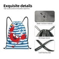 thumbnail image 6 of Kdxio Red Funny Crab on Blue Stripe Print Drawstring Backpack Bag,Waterproof Draw String Back Sack, Gym Drawstring Bags Swim Bag For Unisex, 6 of 9