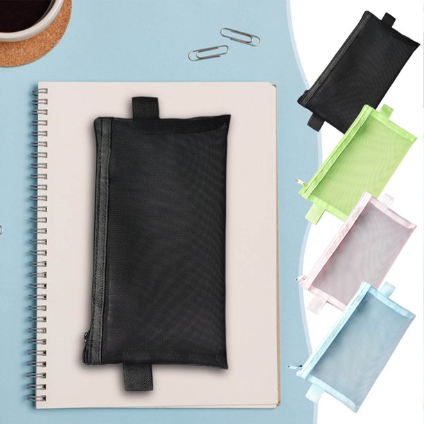 Funda de malla transparente para bolígrafos Bolsa de cremallera para lápiz 21,5x12 cm • Bolsa ligera de tela para papelería • Organizador transparente para material de oficina
