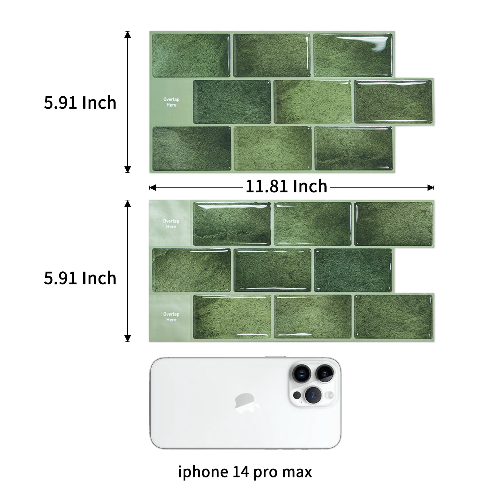 Art3d 20-Pack 12" x 6" Peel and Stick Kitchen Backsplash Tile, Vinyl Stick On Subway Tile in Green