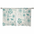 thumbnail image 2 of Teal Boho Semi Sheer Curtains 54 Inch Length 2 Panels Set, Vintage Pattern Ethnic Flower Tribal Leaf Sheer Kitchen Curtain Privacy Voile Window Curtain for Living Room Bedroom Rod Pocket Drapes, 2 of 7