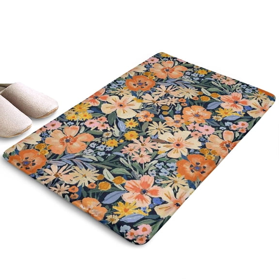 Pioneer Flower Floral Print Flannel Non Slip Door Rugs,Washable Door Mats Indoor,Decorative Door Mats,Dirt-Resistant and Absorbent Doormat for Entrance,Bedroom,Kitchen,Bathroom,23.5"x16"