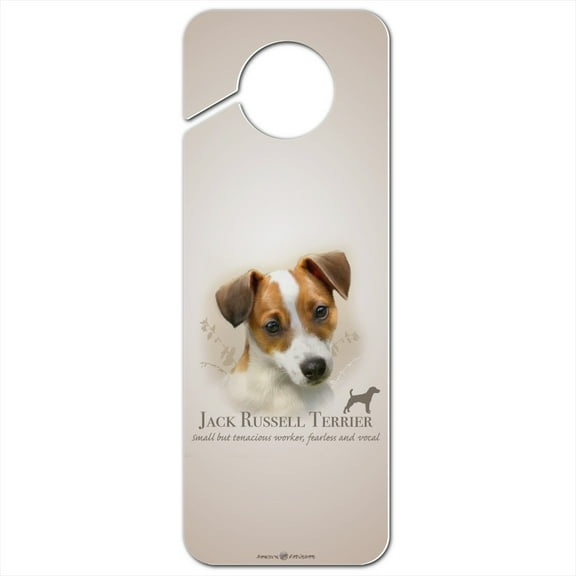 Jack Russell Terrier Dog Breed Plastic Door Knob Hanger Sign