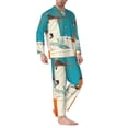 thumbnail image 2 of Fotbe Colorful Greek Windmills Pijama de Hombre con Estampado de Manga Larga, Conjunto de 2 Piezas, Ropa de Dormir Suave y Cómoda con Bolsillos-Medium, 2 of 7