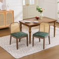 thumbnail image 4 of GAKMCIL Chenille Dining Chair, Mid-Century Modern Arm Chair, 1-Seat Cushioned Sofa with Solid Wood Armrests and Legs, Weight Capacity 300lbs for Dining Room, Kitchen and Bedroom (Olive Green), 4 of 8
