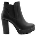 thumbnail image 6 of DARING DIVA Chunky High Heel Platform Zipper Chelsea Boots Black 9.5, 6 of 7
