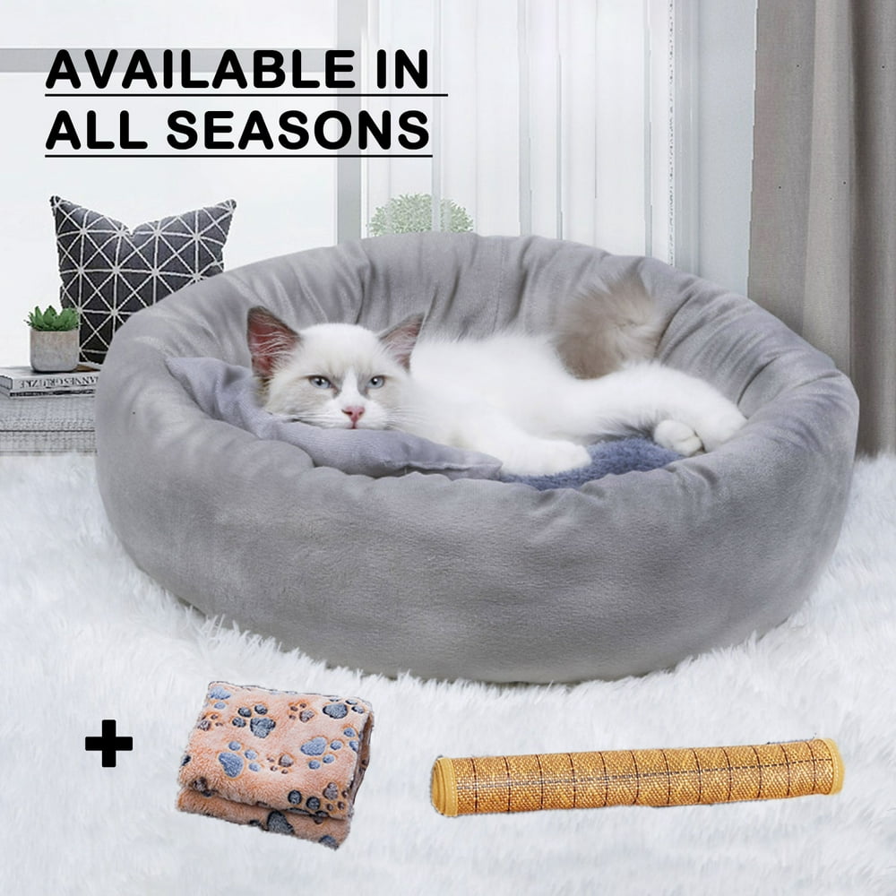 Legendog Pet Cat Round Bed Dog Cushion Bed Calming Soft Sleeping Bed