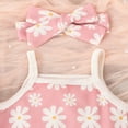 thumbnail image 4 of HESHENG Newborn Baby Girls Floral Summer Outfits Sleeveless Sling Romper Tops + Ruffle Shorts + Headband Clothes Set, Pink 0-3M(70), 4 of 9
