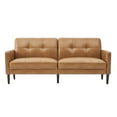thumbnail image 3 of CHITA Mid-Century Sofas Furniture 73.2''W Faux Leather Sofa Couch Sets for Living Room Apartment, Cognac Brown, 3 of 9