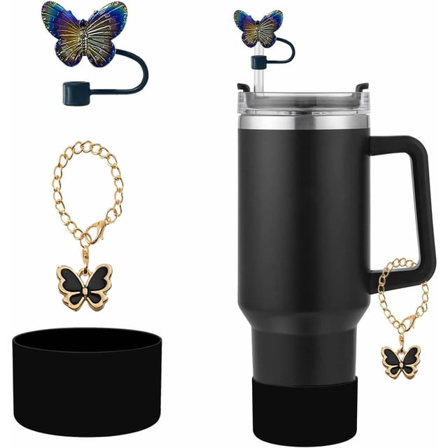 Juego de Accesorios para la Taza Stanley - Kit de 8 Piezas para Vasos de 30 oz y 40 oz, Cubierta Protectora de Silicona y Correa para Botella de Agua