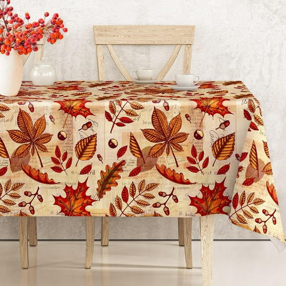 Fall Tablecloth Vintage Maple Leaves Rectangle Table Cloth Retro Autumn Thanksgiving Table Cover for Kitchen Dining Table Decoration Supplies, 60 x 102 Inch