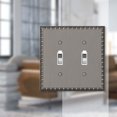Egg & Dart Double Toggle Cast Metal Wallplate in Antique Nickel