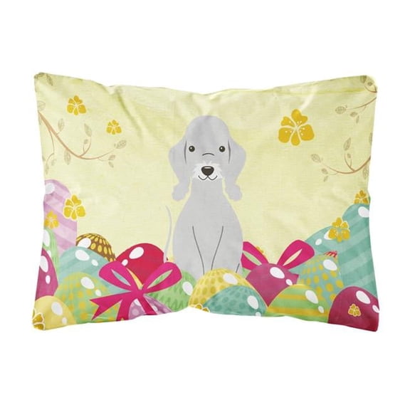 Carolines Treasures BB6090PW1216 Easter Eggs Bedlington Terrier Blue Canvas Fabric Decorative Pillow, 12H x16W,