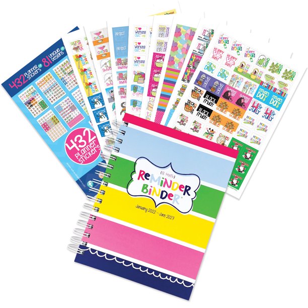 Reminder Binder® Planner; 18-Month 2022-2023 Calendar With Planner Stickers  (Striped) - Walmart.com