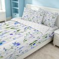 thumbnail image 2 of Erosebridal Botanical Flower Zipper Twin Comforter Sets with Fitted Sheet and 2 Pillowcases, Chic Blossom Zipper Bedding Set, Reversible, Blue Lavender Green, Reversible, 2 of 7