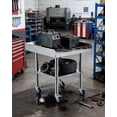 thumbnail image 3 of Stainless Steel Rolling Work Table, Commercial Prep Table with 3-Sided Fixed Backsplash & Adjustable Undershelf for Restaurant Garage - 24x24 Inch, 3 of 8