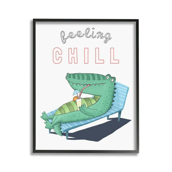 Stupell Industries Feeling Chill Alligator Animals & Insects Painting Black Framed Art Print Wall Art, 11 x 14