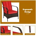 thumbnail image 4 of 3 Piece Outdoor Patio Furniture Set Bistro Set with Coffee Table, Wicker Rattan Conversation Sets for Backyard, Porch, Poolside,Red, 4 of 9