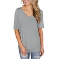 thumbnail image 2 of ONLYSHE Womens Summer V Neck T Shirts Short Sleeve Loose Fit Basic Tunic Tops Blouse, 2 of 5