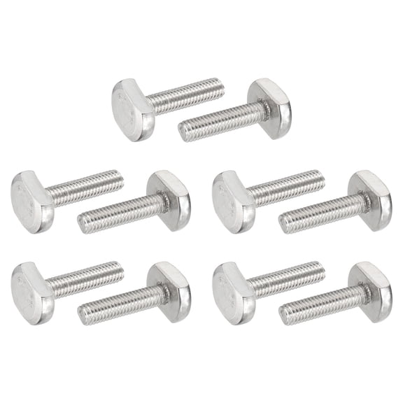 M6x25mm T Slot Bolts 304 Stainless Steel Drop-in Bolt T Shape Stud Sliding Screw, Silver 10 Pcs